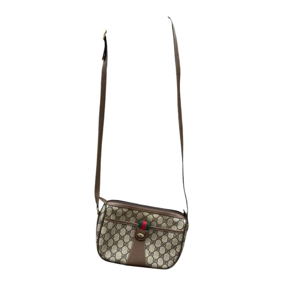 Vintage Gucci Sherry Line Beige and Brown Crossbody Bag - Picture 3 of 10